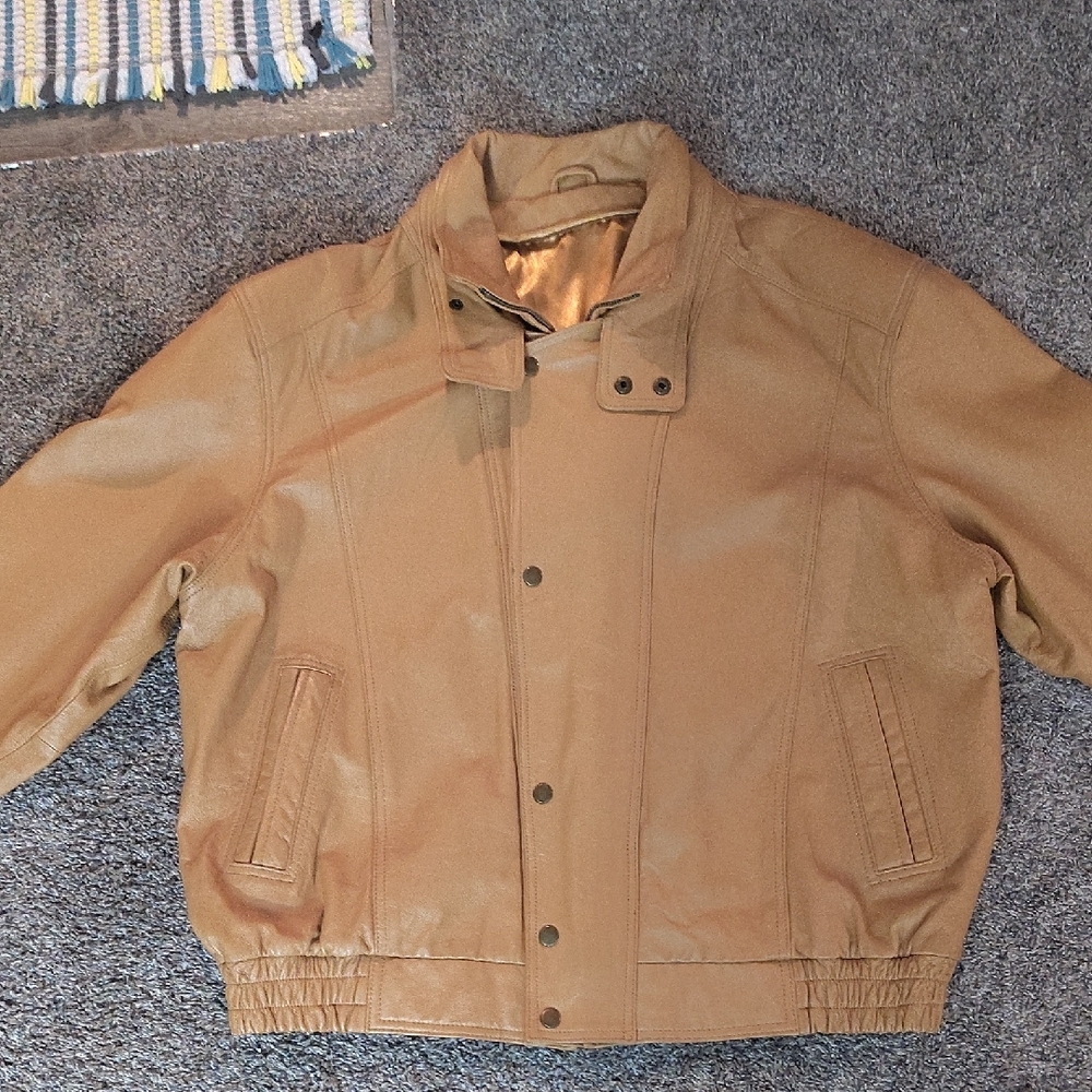 DONA MICHI MENS GENUINE PIG NAPA DOUBLE BREAST LEATHER BOMBER JACKET 🧥🧥🧥🧥🧥